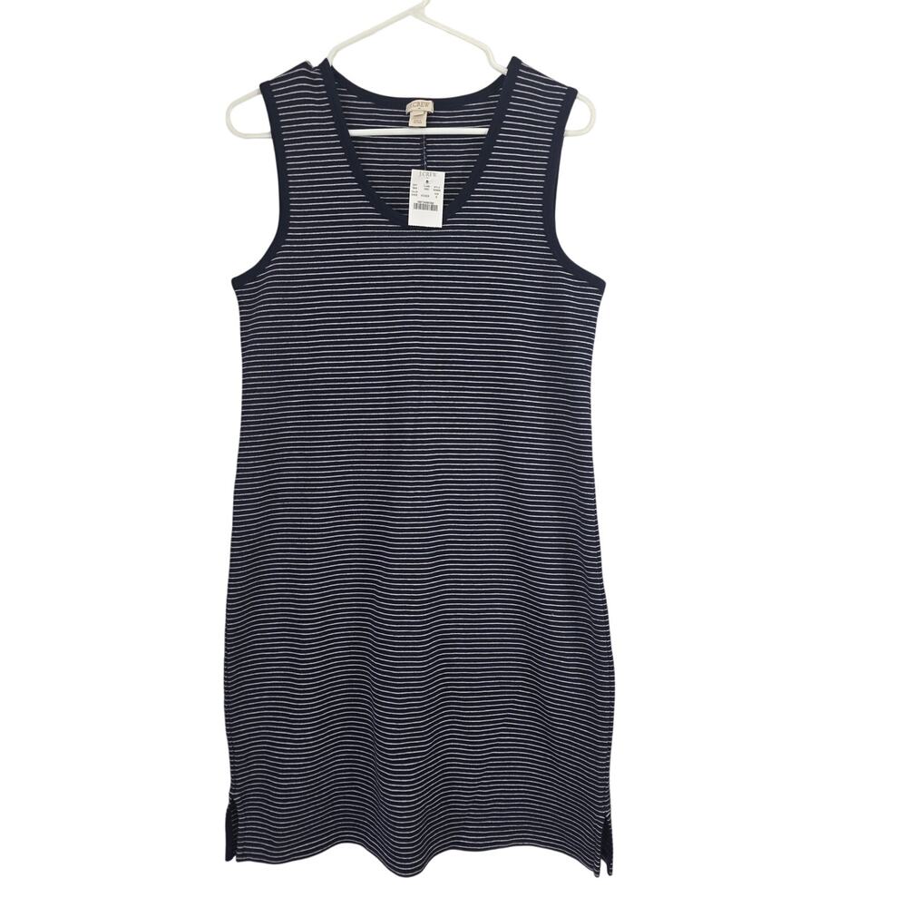 J.Crew Cotton Blend Midi Dress S Womens‎ Blue White Striped Beachy Stretch NWT